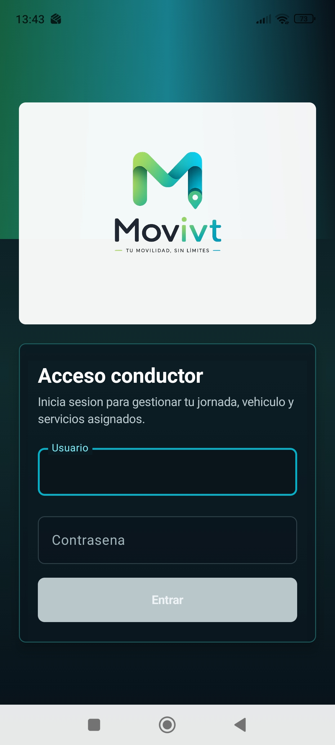 Acceso seguro en la aplicación móvil MOVIVT